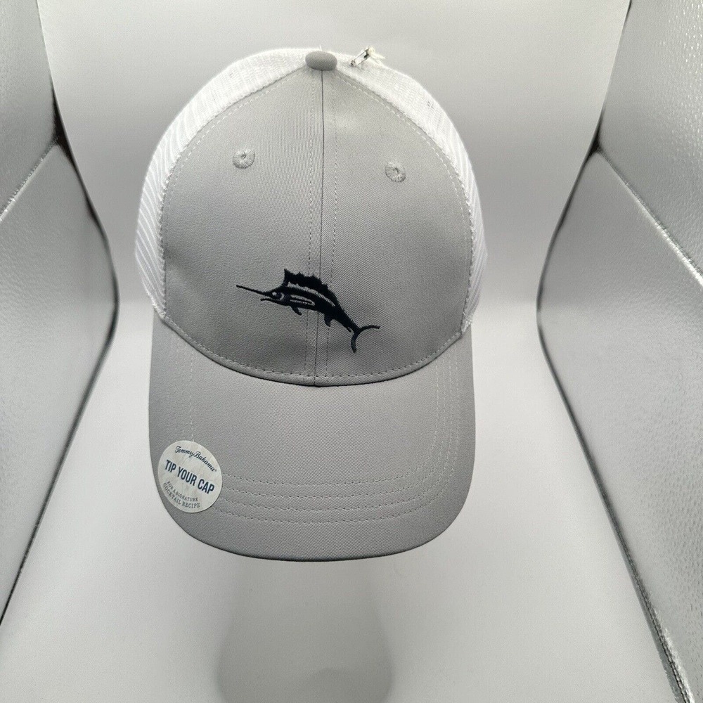Tommy Bahama Snapback Hat Gray White Marlin Logo Vacation Margarita Recipe.